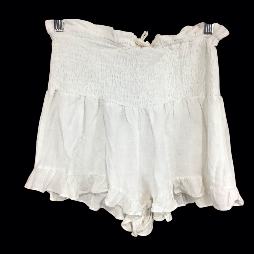 Papermoon High Waist‎ Ruffle Paper Bag Shorts M Linen Blend NWT Boho